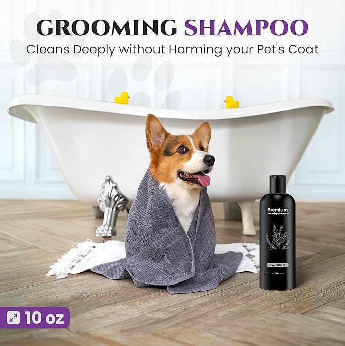 605Products Premium Dog Shampoo - Gentle Formula for Itchy & Sensitive Skin, Odor Eliminator for Puppies, Natural Deodorizer for Pets (10oz)- Lavender