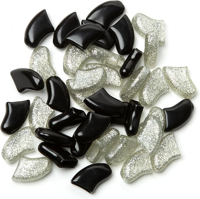 Soft Claws Nail Caps for Dogs with Non-Slip Design Made in USA - 40 Dog Nail Covers for Long-Lasting Protection of Floors and Furniture - Black & Silver Sparkle, XXL