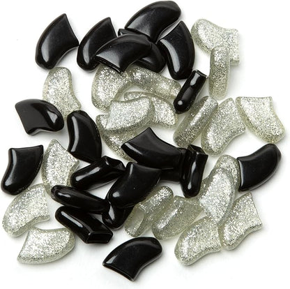 Soft Claws Nail Caps for Dogs with Non-Slip Design Made in USA - 40 Dog Nail Covers for Long-Lasting Protection of Floors and Furniture - Black & Silver Sparkle, XXL