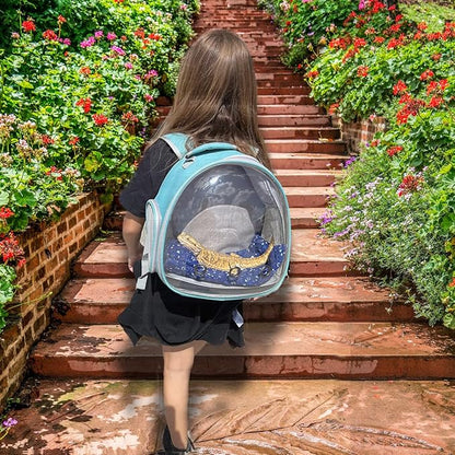 Guinea Pig Backpack Carrier, Bearded Dragon Carrier Backpack with Clear Bubble Window,Small Animal Travel Backpack for Hedgehog Ratï¼_hameleon,Rabbit,Sugar Glider,Airline Approved (Green, Backpack)