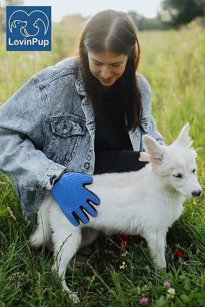 Dog Grooming Gloves, Deshedding Dog Brush, Premium Cleaning, Best Brushing Gloves for Dogs and Cats, Soft and Safe Silicone Tips to Gently Massage Dog, One Pair