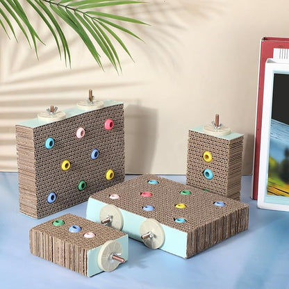 Nuanchu 6 Pcs Bird Perch Stand Toy Parrot Cardboard Platform Bird Paw Grinding Stand Parrot Cage Playground for Macaws Sparrows Parakeet Cockatiel Lovebird (Rainbow Style)