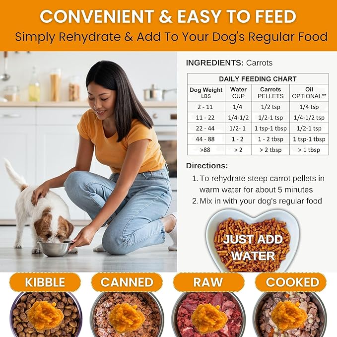 Olewo Original Carrots for Dogs – Fiber for Dogs Keep Poop Firm, Digestive Dog Food Topper, Skin & Coat Support, Dehydrated Whole Food Dog Multivitamin, Gut Health for Dogs, 2.2 lbs