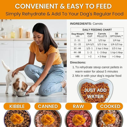 Olewo Original Carrots for Dogs – Fiber for Perfect Poop, Dog Food Toppers for Picky Eaters, Natural Skin & Coat Support, Multivitamin, Probiotics for Digestive and Gut Health, 5.5 lbs