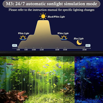Dirvin 15inch Submersible Aquarium LED Light for Fish Tank, 24/7 Cycle Fish Tank Light with Timer, 27 LED Beads 3 Colors 3 Modes Brightness Adjustable, 8W