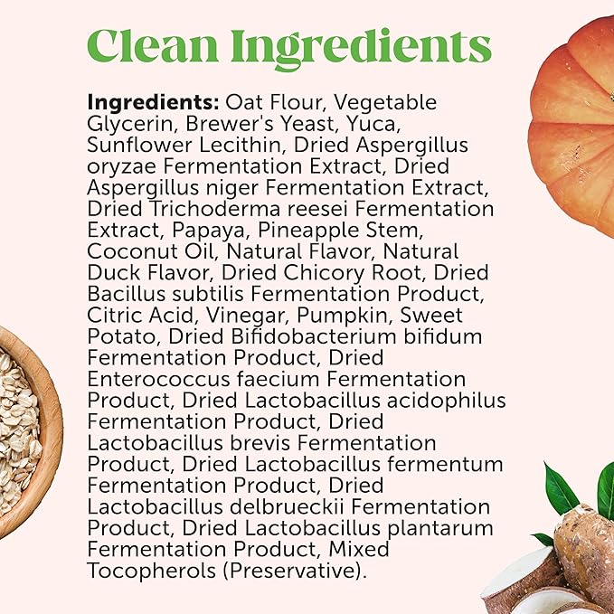 Pet Honesty Probiotics for Dogs for Occasional Diarrhea & Bowel Support, Digestive Enzymes with Prebiotics for Gut Health for Dogs, Immunity Health & Itch Relief (Duck 90 ct)