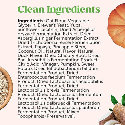 Pet Honesty Probiotics for Dogs for Occasional Diarrhea & Bowel Support, Digestive Enzymes with Prebiotics for Gut Health for Dogs, Immunity Health & Itch Relief (Duck 90 ct)