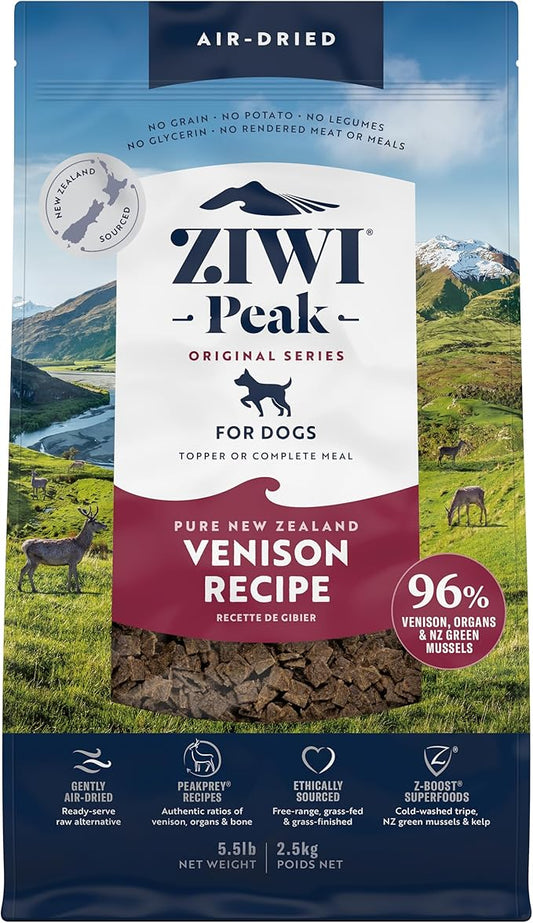 ZIWI Peak Air-Dried Dog Food  Venison - All Natural, High Protein, Grain Free, Limited Ingredient w/ Superfoods (88oz)