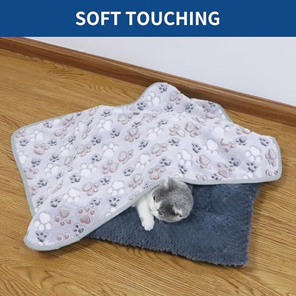 BVAGSS 6 Pack Small Dog Blanket, Super Soft Warm Pet Cover Blankets, Paw Print Puppy Fleece Flannel Blanket for Small Medium Dogs and Cats MW003