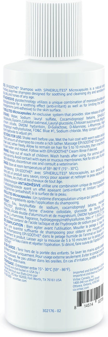 Virbac Epi-Soothe Pet Shampoo For Dogs, Cats & Horses (8 oz) - For Dry or Sensitive Skin