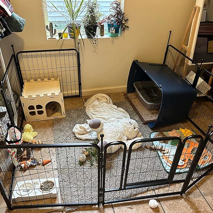 Dog Playpen,Portable Outdoor Dog Fence, Dog Playpen for Large/Medium/Small Dogs, Dog Fences for The Yard,with Doors Foldable Metal (40 inch, 40 Panels)