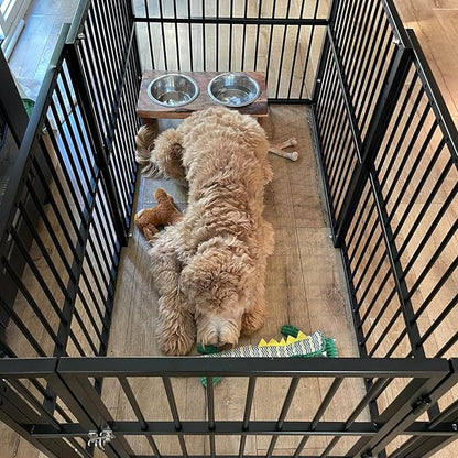 Dog Playpen - 32" Height Dog Pen, Heavy Duty Puppy Pen with Door, Safe & Sturdy, Easy Assemble for Indoor/Outdoor Pet Playpen (6 Panels with Door, Black)