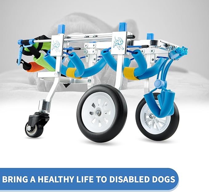 Adjustable 4-Wheel Dog Wheelchair| Pet Wheelchairs with Disabled Hind Legs Walking|Full Support Dog wheelchairs (7-Size) (XXS)