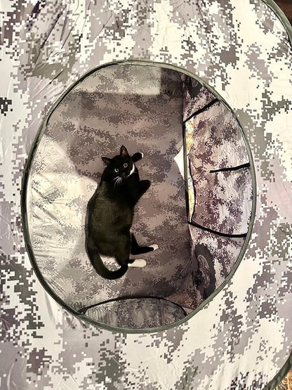 3-Piece Mesh & Nylon Cat/Dog Tent Set, Tunnel Connects Two Houses, Digital Camo Gray, Carrying Case (Green Digital camo)