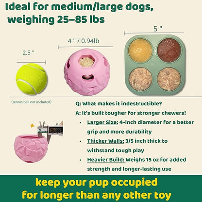 Interactive Dog Chew Toys, Large Dog Toys, DIY Treat Dispenser, Puzzle Toys for Dogs  Reduce Anxiety & Boredom, Homemade Treat Dispenser, Birthday Gifts for Dogs, Diamond Pattern Pink (25-85 lbs)