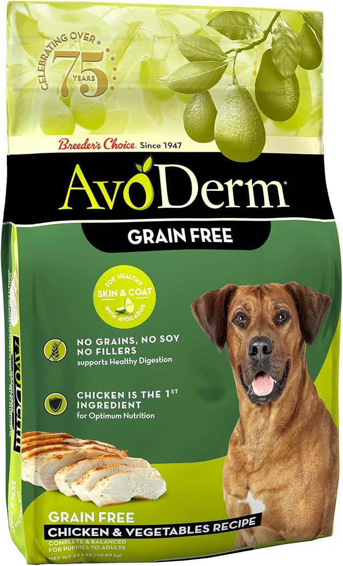 AvoDerm Natural Grain Free Chicken and Vegetables Recipe All Life Stages Dry Dog Food 24 lb (Pack of 1)