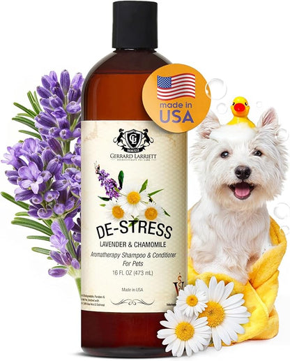 Dog Shampoo and Conditioner De-Stress Lavender & Chamomile 16 Fl Oz Dog Shampoo Itchy Skin Relief Hypoallergenic Aromatherapy Dog Shampoo for Smelly Dogs with Aloe Vera & Oatmeal by Gerrard Larriett