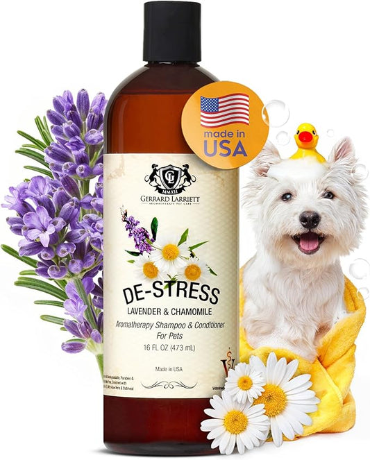 Dog Shampoo and Conditioner De-Stress Lavender & Chamomile 16 Fl Oz Dog Shampoo Itchy Skin Relief Hypoallergenic Aromatherapy Dog Shampoo for Smelly Dogs with Aloe Vera & Oatmeal by Gerrard Larriett