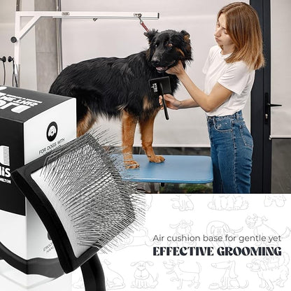 Doodle Me This | Slicker Brush for Dogs. Ergonomic black brush with extra-long stainless steel pins, easy for dematting, detangling, Groom Like a Pro at Home dog brush for shedding.