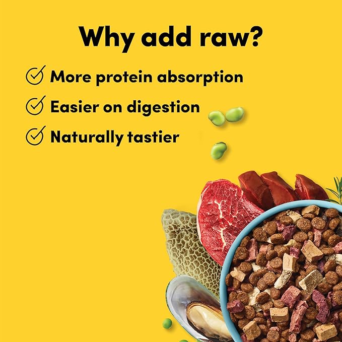 RawMix33 Premium Freeze-Dried Raw Grass-Fed Beef Recipe Dog Food, Protein Rich, Includes Kibble, Non-GMO, No Wheat or Corn, 4.4 lbs