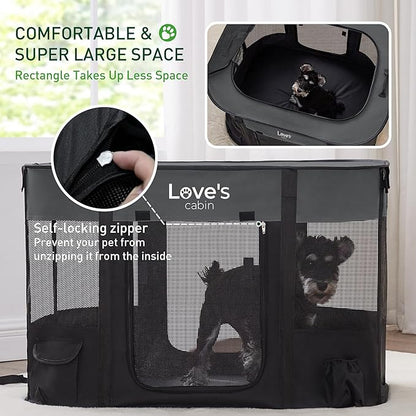 Love's cabin Pet Puppy Dog Playpen, Small Dog Tent Crates Cage Indoor/Outdoor, Portable Exercise Playpen for Dog and Cat, Foldable Pop Up Dog Kennel Playpen with Carring Case (S, Grey)