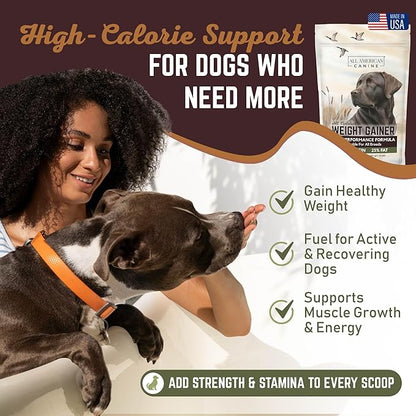 Dog Weight Gainer  High Calorie Dog Food Supplement & Protein Powder for Rapid Weight Gain, Mass, and Recovery  Appetite Stimulant  60 Servings