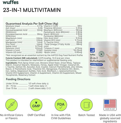 Wuffes Hip and Joint Supplement for Large Breeds and 23-in-1 Multivitamin Bundle