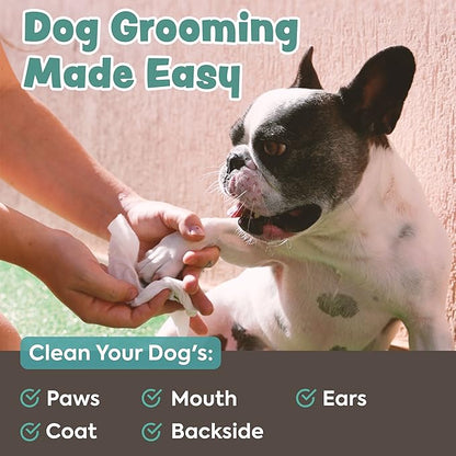 Bark & Clean Dry Dog Wipes, Dog Grooming Supplies - Unscented Non-Woven Dog Cleaning Wipes - Hypoallergenic Dog Wipes for Paws and Butt - Liquid and Chemical Free Pet Wipes - 50