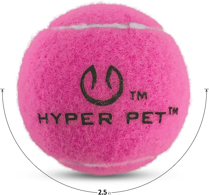 Hyper Pet Tennis Balls for Dogs (Pet Safe Dog Tennis Ball for Exercise and Training, Interactive Toys work with Hyper Pet K9 Kannon K2 Launcher - 4 Pack 2.5" Pink