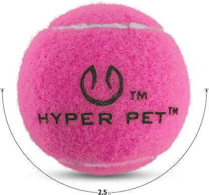 Hyper Pet Tennis Balls for Dogs (Pet Safe Dog Tennis Ball for Exercise and Training, Interactive Toys work with Hyper Pet K9 Kannon K2 Launcher - 4 Pack 2.5" Pink