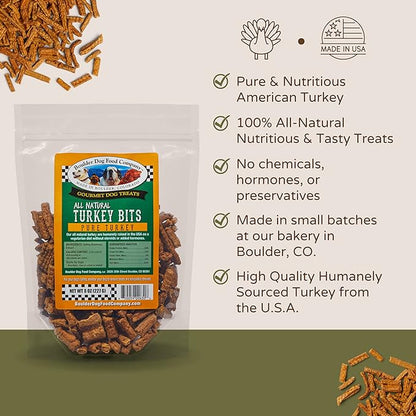 Turkey Bits: Pure Turkey Dog Treats - All Natural Treats for Dogs. Vet Approved, Limited Ingredients, Grain Free, Healthy & Nutritious Treats for Dogs (Turkey, 8oz)