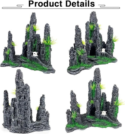 Aquarium Mountain View Stone Ornament - Rock Decorations for Large Fish Tank,Aquarium Decorations Large Fishtank Decoration for Fish Tank - 10.8 Inches Long