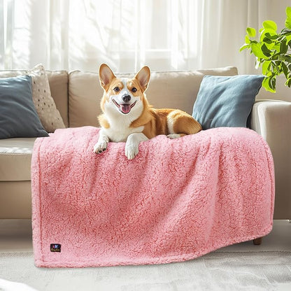Luciphia Waterproof Pet Blanket for Medium Large Dogs Soft Cat Sherpa Calming Thick Cover Leakproof Cozy Puppy Sofa Bed Car Couch Protector(Pink,41x31 inches)