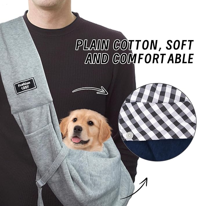 Dog and Cat Sling Carrier, Dog Carrier with Adjustable Opening Strap, Travel Bag for Small Dogs and Cats, Outdoor Travel Sling Carriers (Grey)