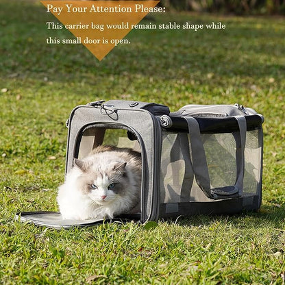 HSC PET Carrier for Large Cats, Soft-Sided Pets Carrier for Rabbit Puppy Small Animals up to 20lbs, Washable Dog Bag Mats Privacy Protection for Home Outdoor Travel