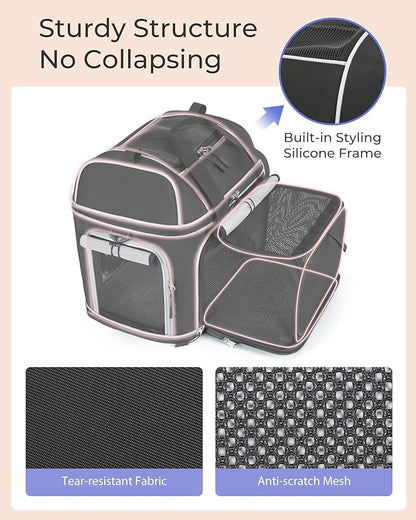 Expandable Pet Carrier: NOBLE DUCK Soft-Sided Cat Dog Carrier Airline Approved Small Medium Large Cats Dogs Portable Travel Carrier Up to 25 Lbs Black