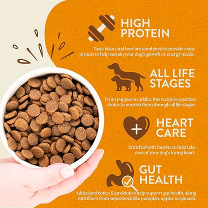 Earthborn Holistic Great Plains Feast Bison Meal & Vegetables Grain-Free High Protein Dry Food for Dogs & Puppies (4 lb. Bag)