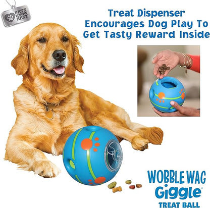 Wobble Wag Giggle Treat Ball- Interactive Dog Toy & Treat Dispenser, Fun Giggle Sounds When Rolled or Shaken, Great for Dogs Pets Know Best