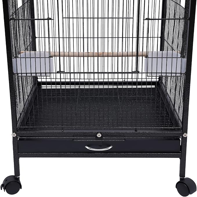 39.9'' Iron Parakeet Bird Cage, Pet Bird Flight Cages with Rolling Stand for Conures Lovebirds Cockatiels Finches Parrot Pet House, Small to Medium Birds