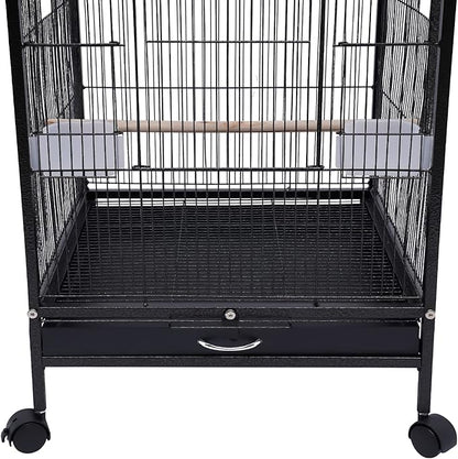 39.9'' Iron Parakeet Bird Cage, Pet Bird Flight Cages with Rolling Stand for Conures Lovebirds Cockatiels Finches Parrot Pet House, Small to Medium Birds