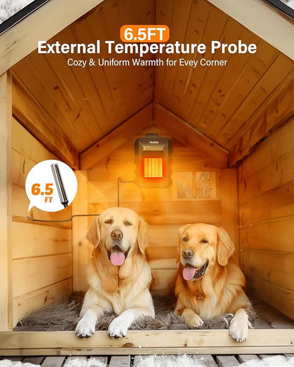 Dog House Heater with Thermostat APP WIFI Control,500W Dog House Heaters for Outside Doghouse Kennel, Outdoor Pet House Heater For Winter Outdoor, Safe Electric Heater,Adjustable Temp Timer