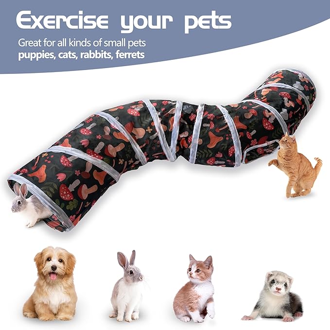 Sheldamy Cat Tunnel, S-2-Way Cat Tunnels for Indoor Cats, Collapsible Cat Play Tunnel, Interactive Toy Maze Cat House for Cats, Puppy, Kitty, Kitten, Rabbit