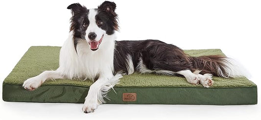 Bedsure Extra Large Dog Bed for Large Dogs - XL Orthopedic Dog Beds with Removable Washable Cover, Egg Crate Foam Pet Bed Mat, Suitable for Dogs Up to 100 lbs, Dark Green