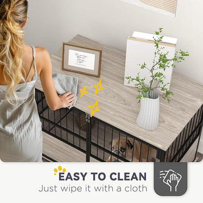 PawHut 39.5" Dog Crate Furniture End Table, Wooden Dog Kennel Indoor Pet House with 3 Doors, for Small to Large Dogs