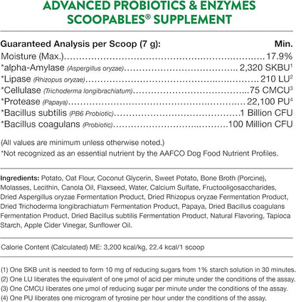 NaturVet Scoopables Advanced Probiotics for Dogs - Chewable Dog Probiotics & Digestive Enzymes - Support a Healthy Gut for Your Pet - Hickory Smoked Bacon Flavor | 11oz Bag