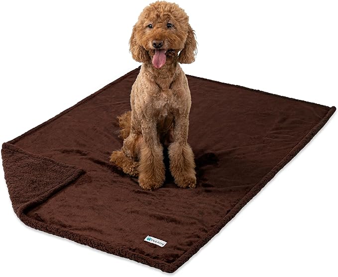 PetAmi WATERPROOF Dog Blanket for Medium Large Dog, Pet Puppy Blanket Couch Cover Protection, Sherpa Fleece Cat Blanket, Sofa Bed Furniture Protector Reversible Soft Plush Washable, 60x40 Brown Brown