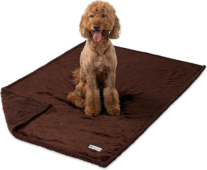 PetAmi WATERPROOF Dog Blanket for Medium Large Dog, Pet Puppy Blanket Couch Cover Protection, Sherpa Fleece Cat Blanket, Sofa Bed Furniture Protector Reversible Soft Plush Washable, 60x40 Brown Brown