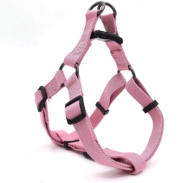 Dog Harness for Medium Dogs Rayon Derived from Bamboo 90%, Polyester 10% No Pull Dog Harness, Step-in Adjustable Dog Harness for Medium Dogs-Pink