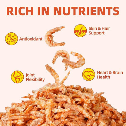 Just Try 4.6 oz Freeze Dried Antarctic Krill for Dogs & Cats High Protein Grain Free Treats Natural Shrimp Omega 3 Fish Oil Supports Skin & Coat Health
