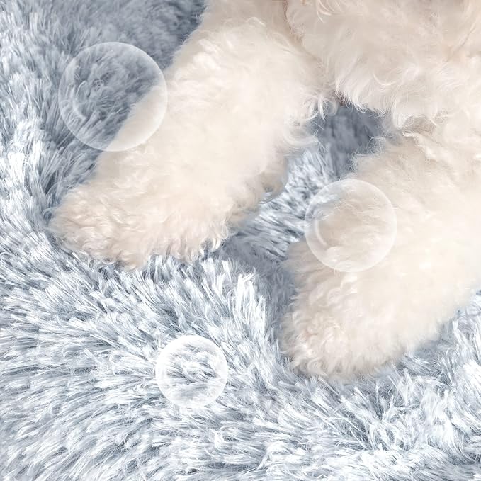 NOYAL Calming Donut Dog Bed for Small to Medium Dogs & Cats - Plush Faux Fur Anti-Anxiety Pet Bed with Machine Washable Cover & Non-Slip Base